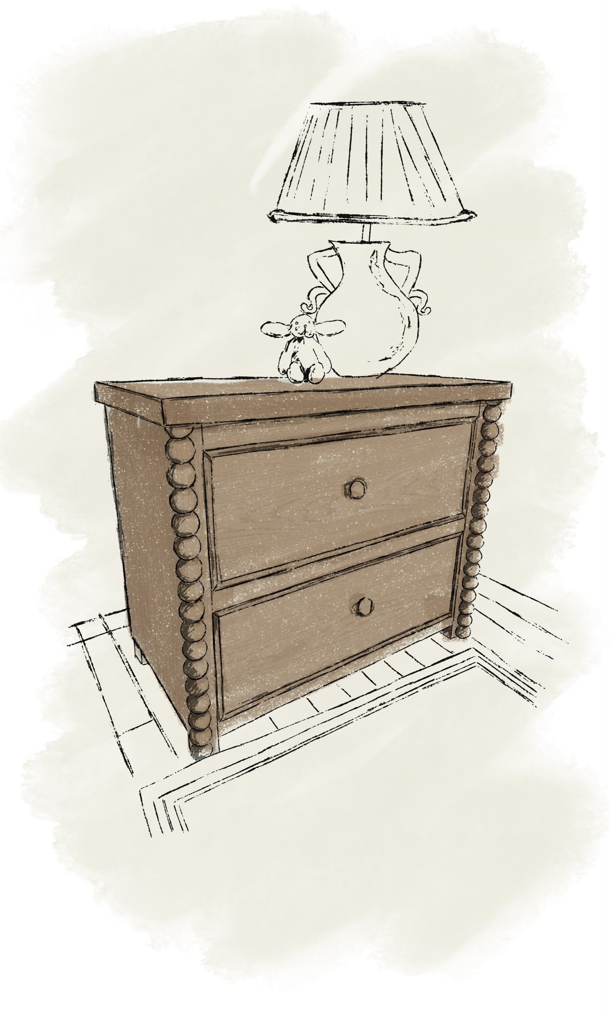 'The Bobby' Double Bedside Table